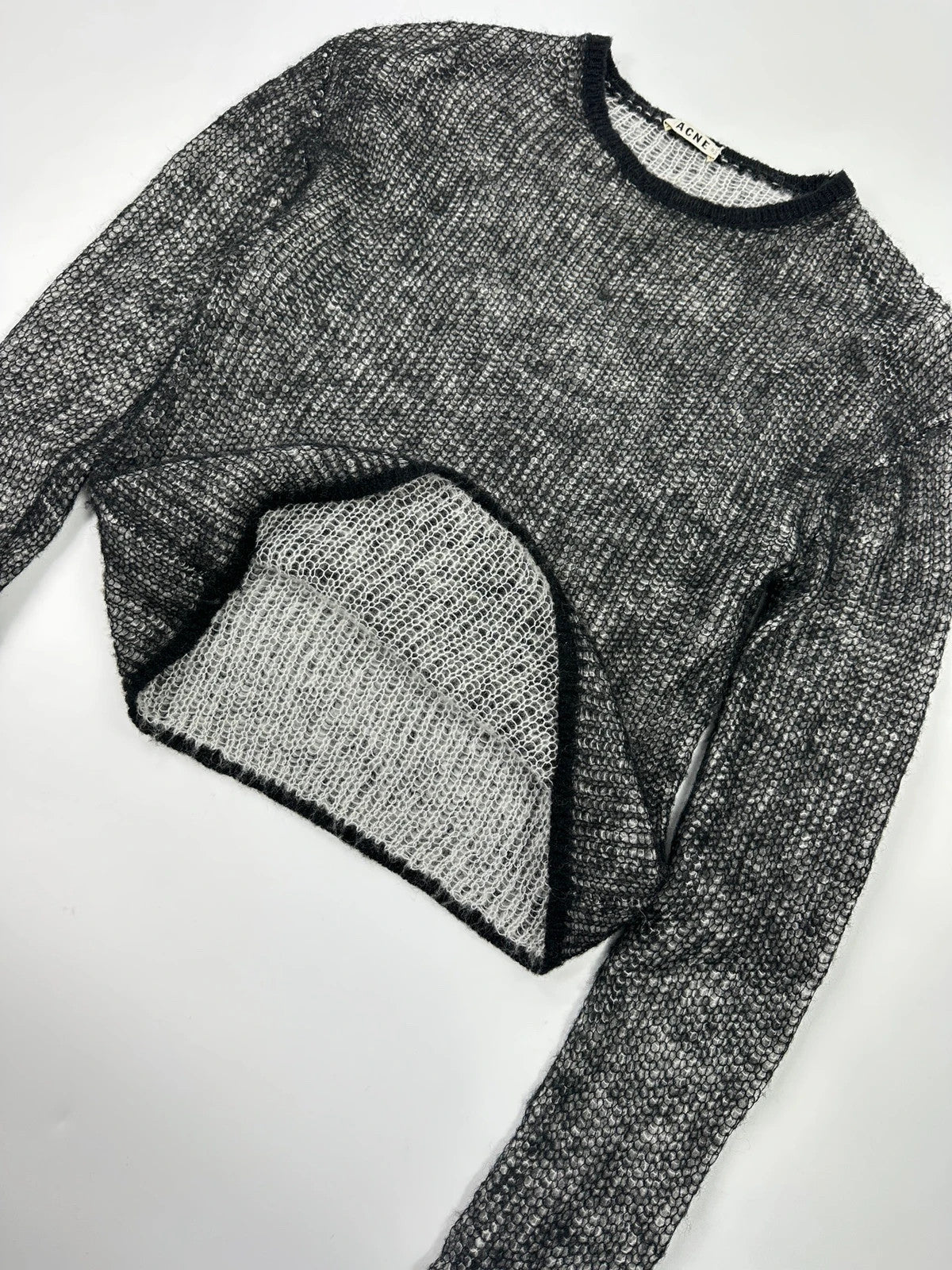 Acne Studio 00’s Black & White Mesh Cashmere & Wool Knit Sweater
