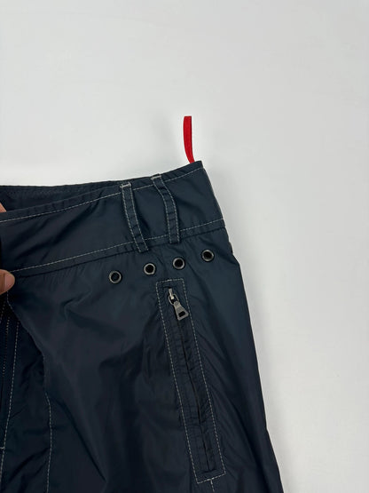 Prada Sport SS2003 Navy Blue Tech Nylon Skirt Contrast Stitches