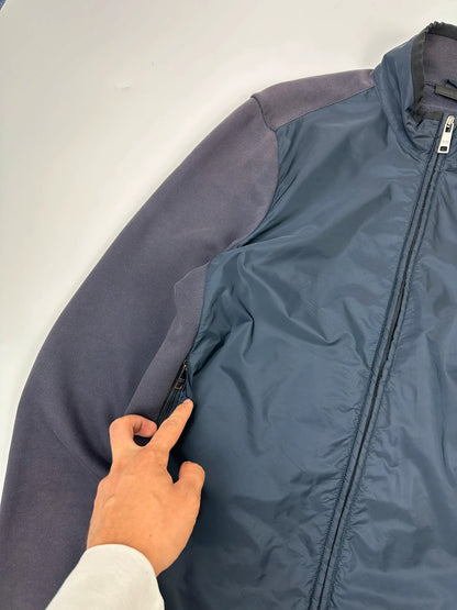 Prada Milano SS2015 Navy Blue Nylon & Cotton Hybrid Zip-Up Sweater