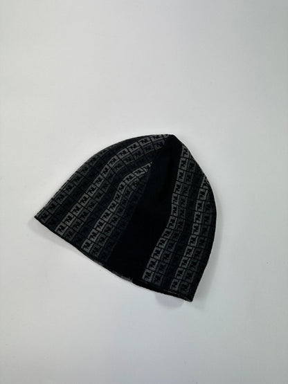 Fendi Black & Grey Wool Multi Monogram FF Logo Beanie