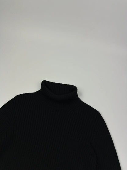 Prada Sport FW2006 Black Ribbed Wool TurtleNeck Knit Sweater