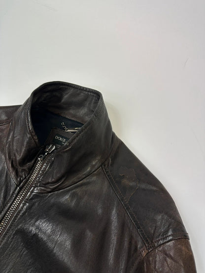 Dolce & Gabbana 00’s Patinated Brown Leather Jacket