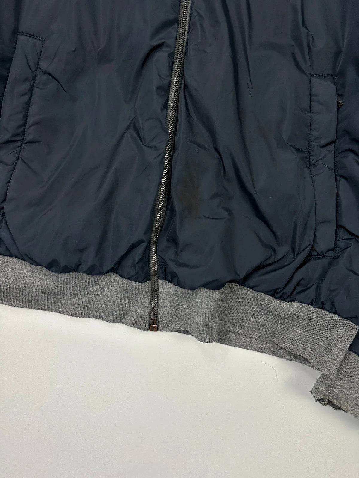 Prada Sport FW2013 Réversible Nylon Navy Blue & Grey Hoodie Jacket