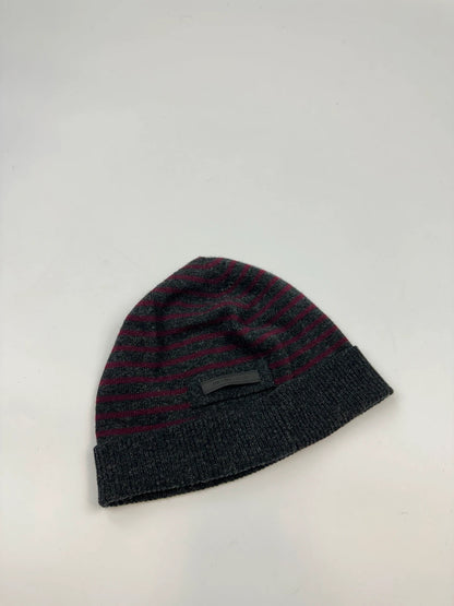 Prada Milano 00’s Dark Grey & Purple Stripes Wool Beanie