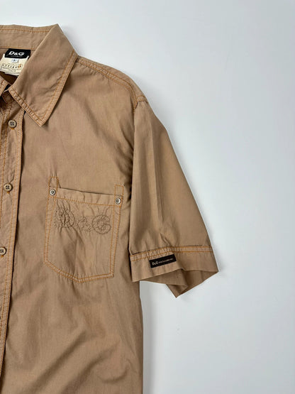 Dolce & Gabbana 00’s Beige Brown Front Pocket Shirt