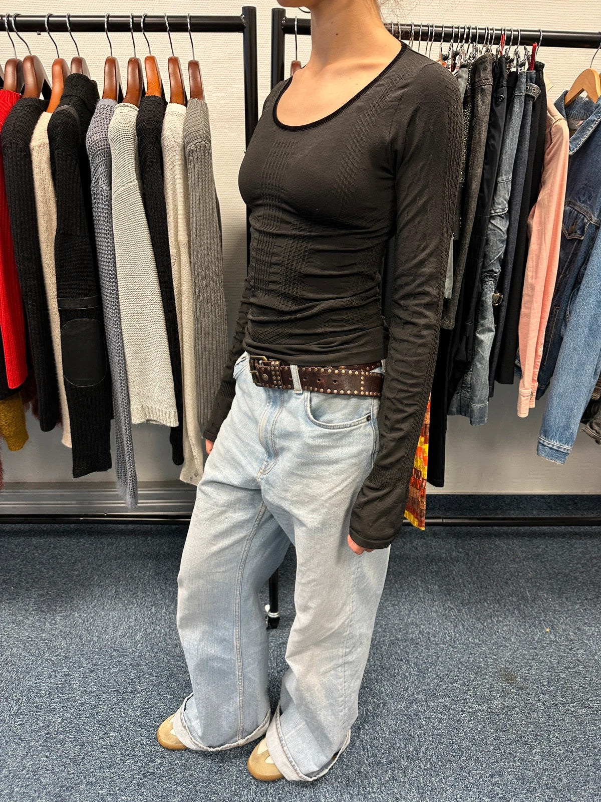 Marithé + François Girbaud 00’s Stretch Fitted Black Longsleeves