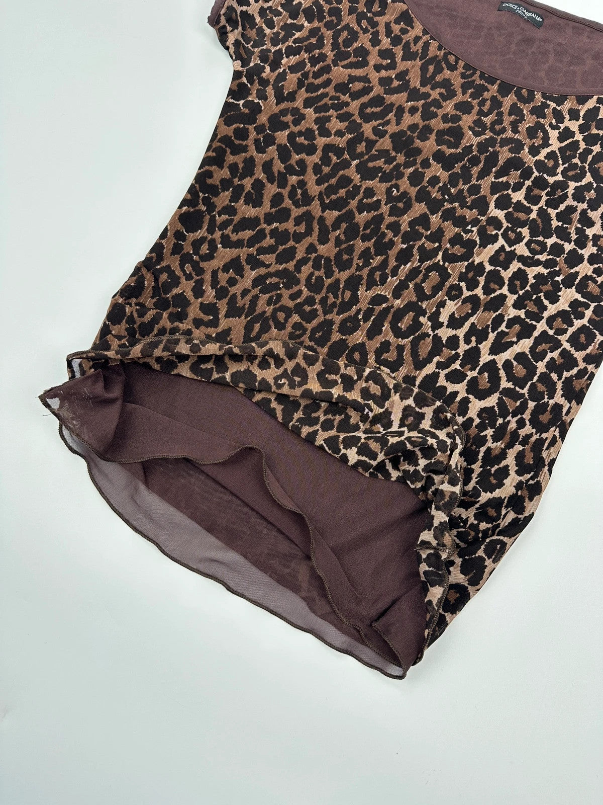 Dolce & Gabbana 00s Double Layer Fitted Leopard Print Tee