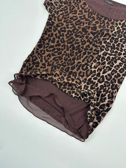 Dolce & Gabbana 00s Double Layer Fitted Leopard Print Tee