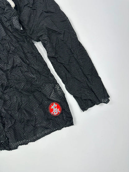 Marithé + Francois Girbaud 00’s Black Crinkle Mesh Top Longsleeves