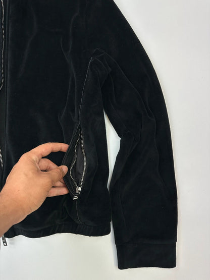 Prada Milano FW2019 Black Corduroy Hoodie Zip-Up Sweater