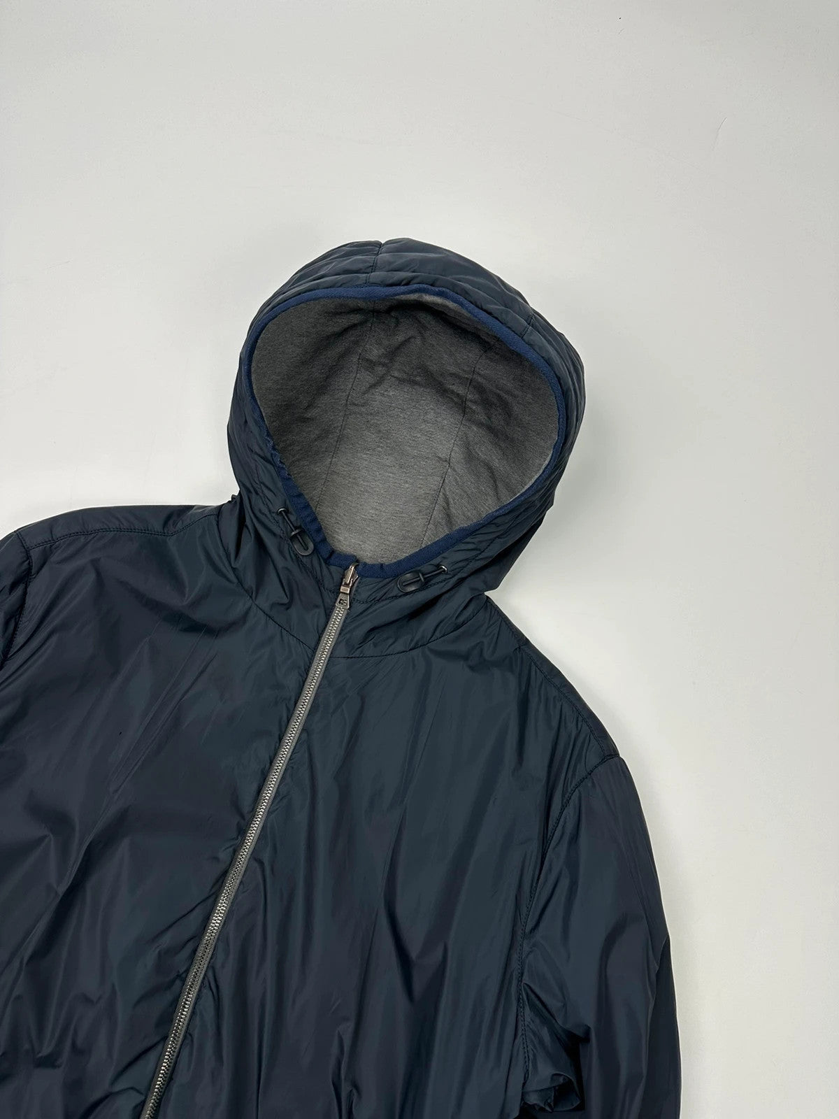 Prada Sport FW2013 Réversible Nylon Navy Blue & Grey Hoodie Jacket