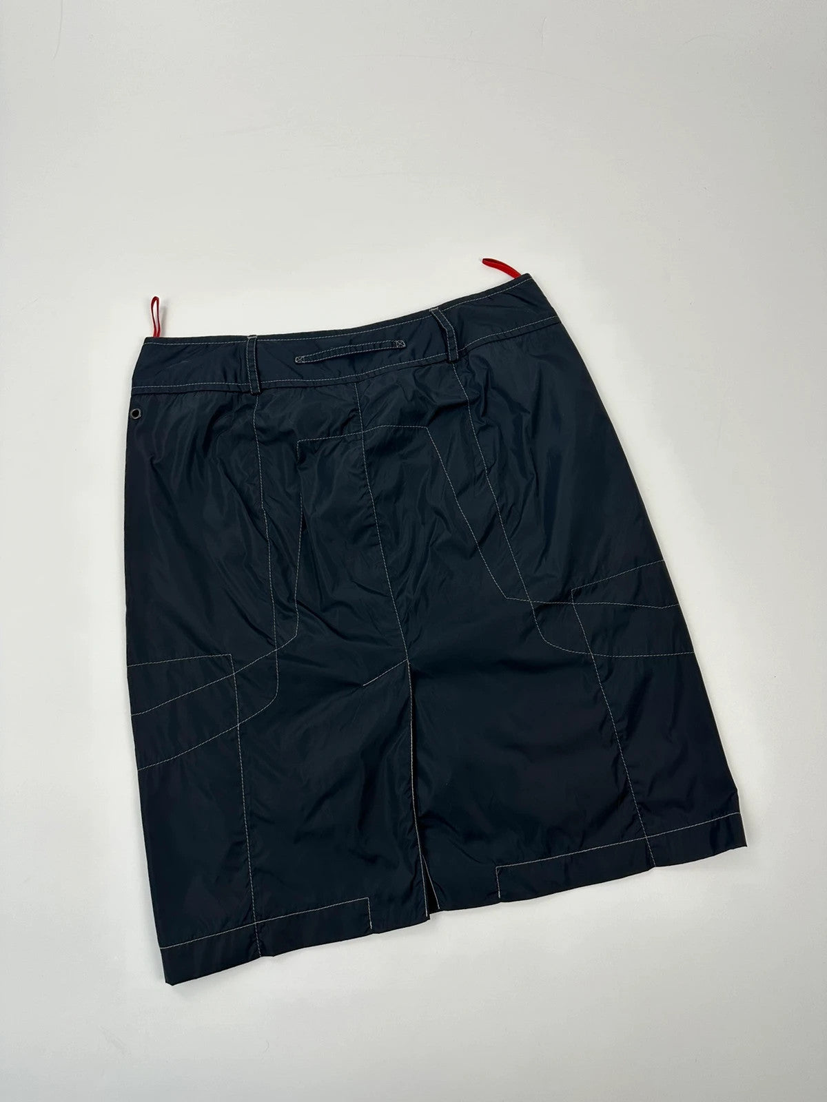 Prada Sport SS2003 Navy Blue Tech Nylon Skirt Contrast Stitches