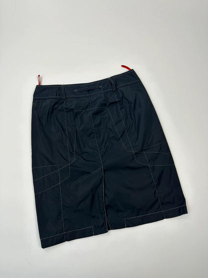 Prada Sport SS2003 Navy Blue Tech Nylon Skirt Contrast Stitches