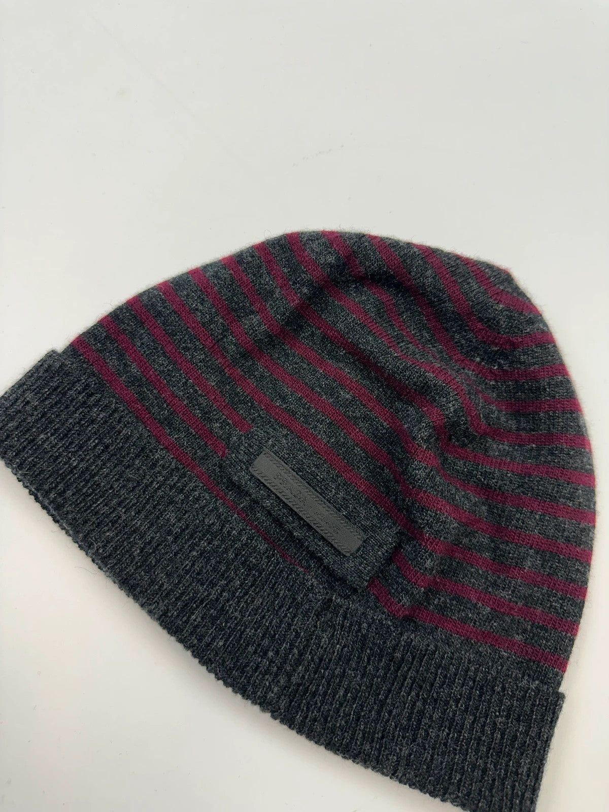 Prada Milano 00’s Dark Grey & Purple Stripes Wool Beanie