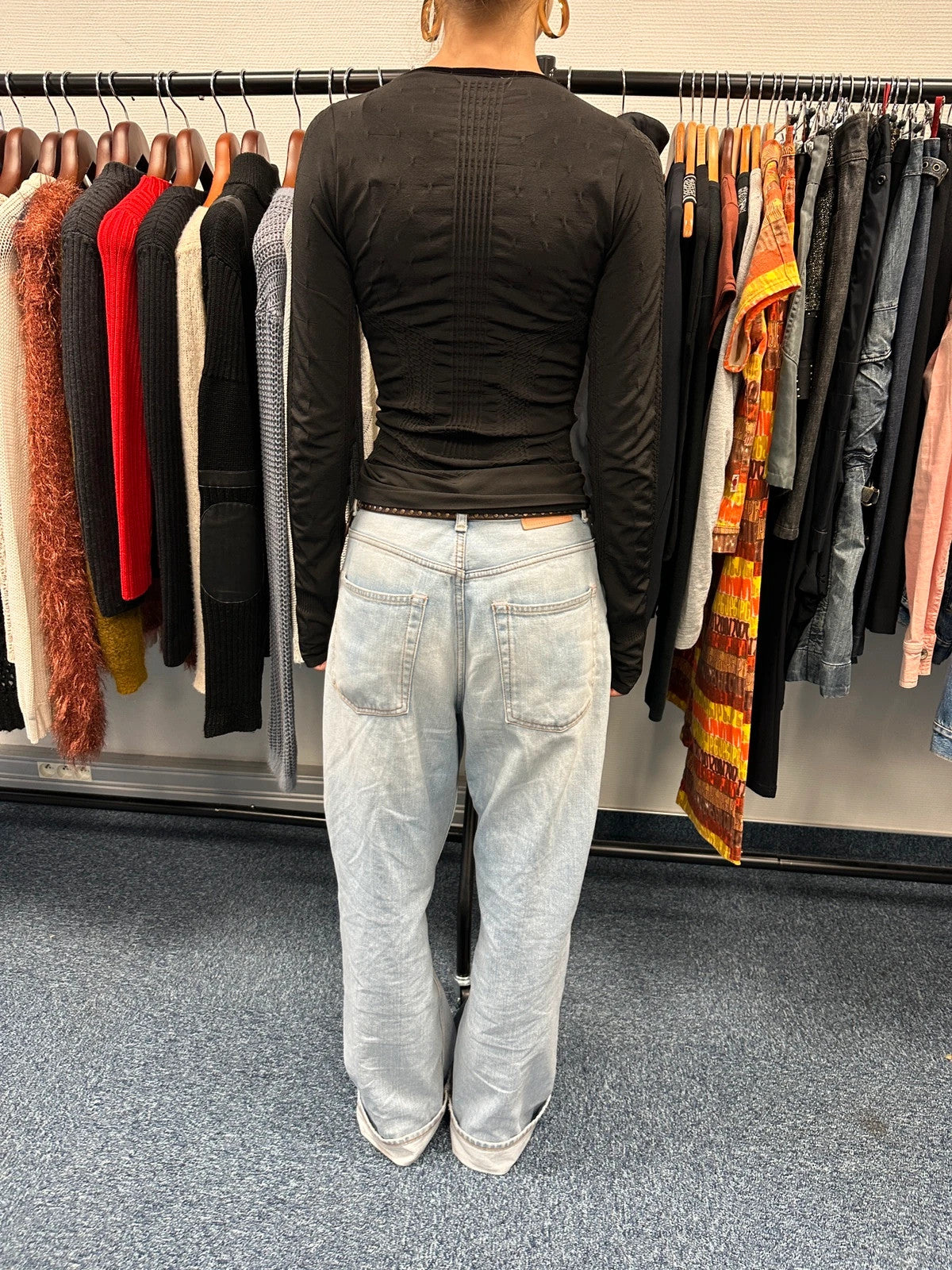 Marithé + François Girbaud 00’s Stretch Fitted Black Longsleeves