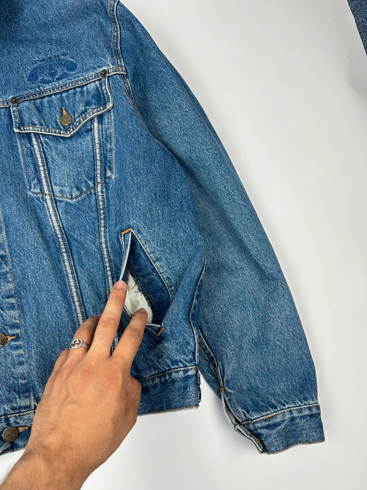 Armani Jeans 90’s Navy Blue Boxy Cut Denim Jacket