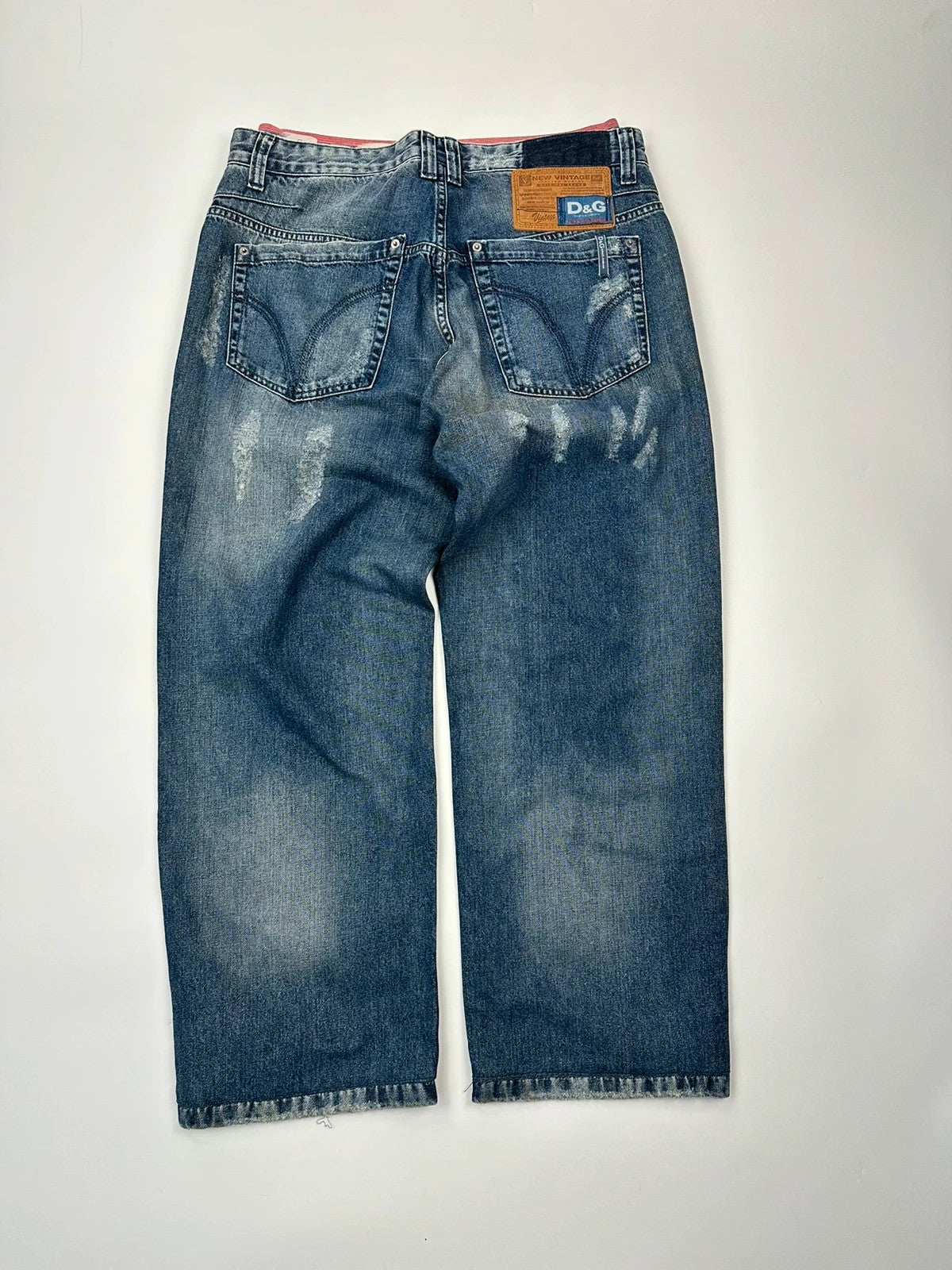 Dolce & Gabbana 00’s Double Waist Destroy Baggy Denim Pants