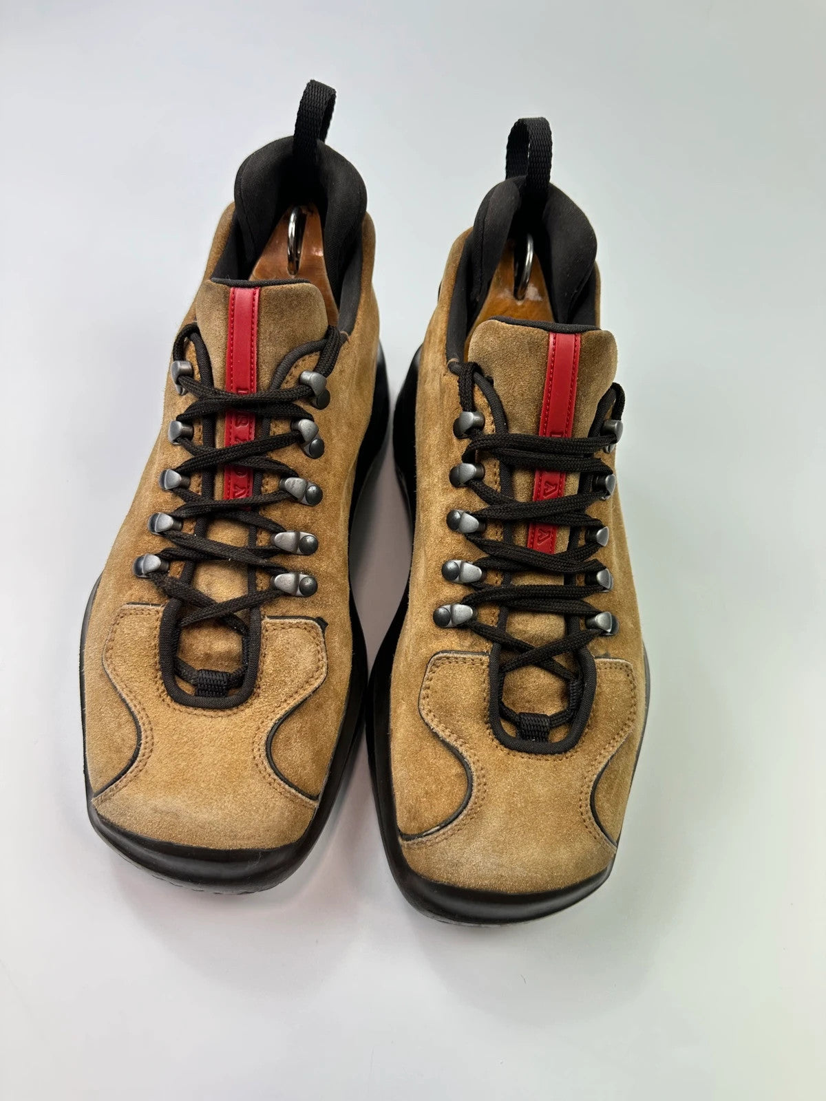 Prada Sport FW1999 Suede Beige Vibram Hikking Puddle Boots
