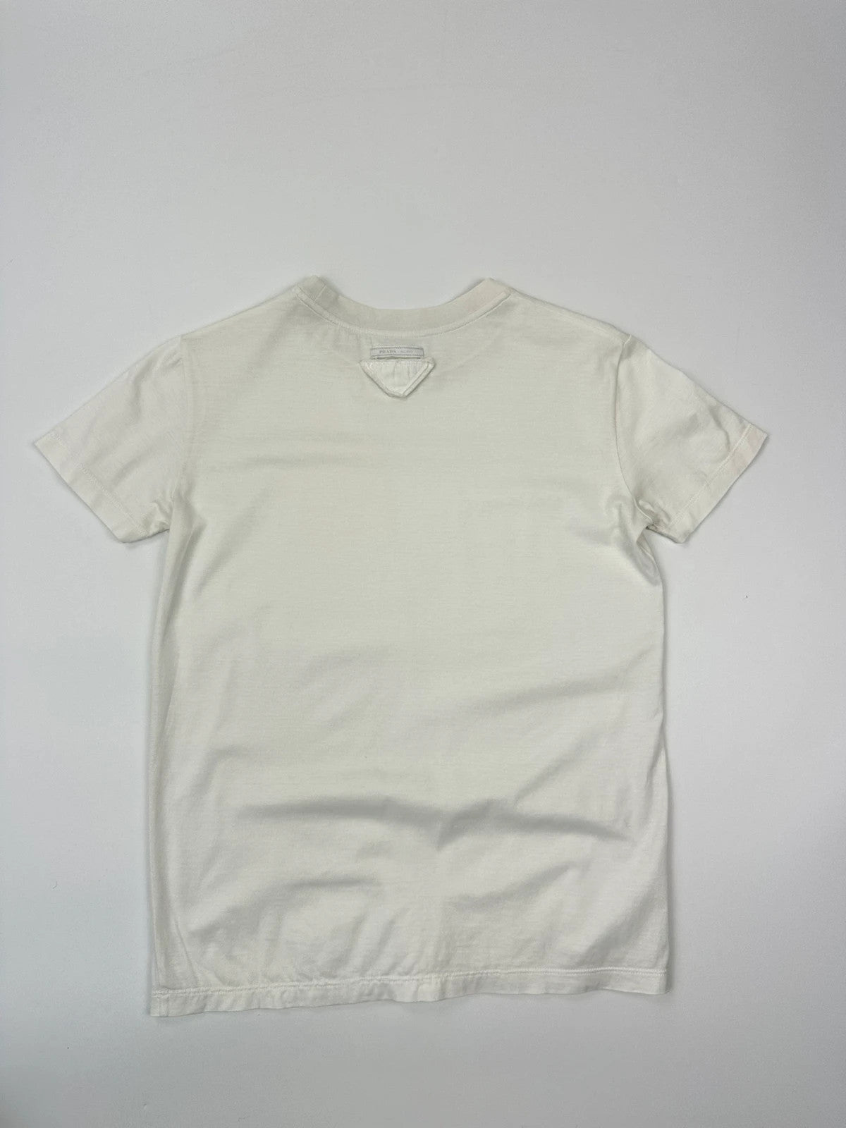 Prada Milano SS2014 White Boxy Fitted Tee Back Triangle Logo