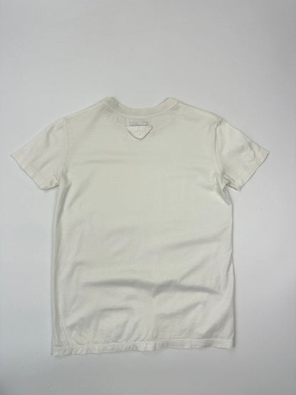 Prada Milano SS2014 White Boxy Fitted Tee Back Triangle Logo