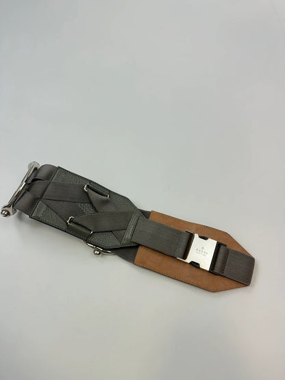 Gucci Rare HorseBit Grey Leather Belt