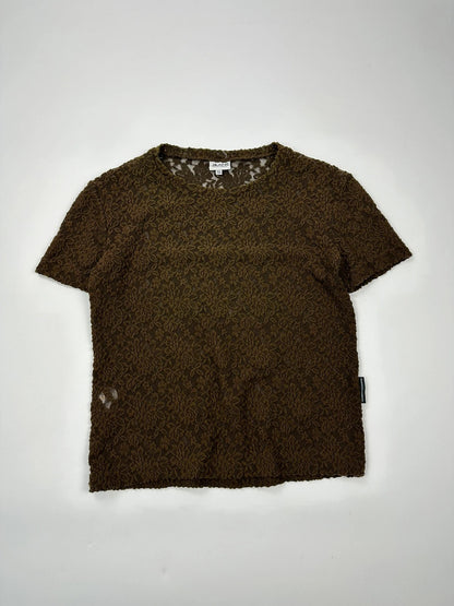 Dolce & Gabbana 90’s Laces Mesh Khaki Flowers Tee