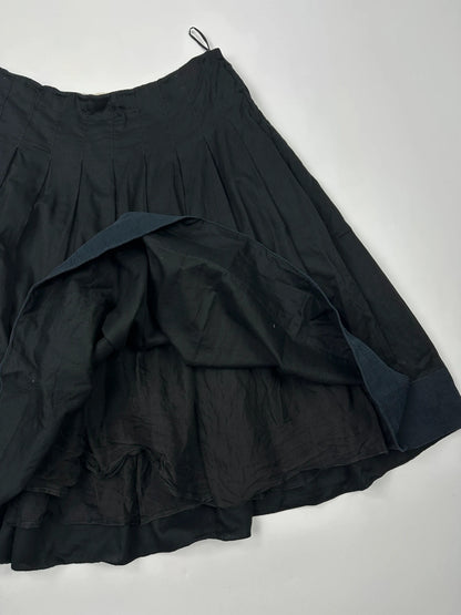 Prada Milano Early 00’s Black Ballon Pleats Mid Length Skirt