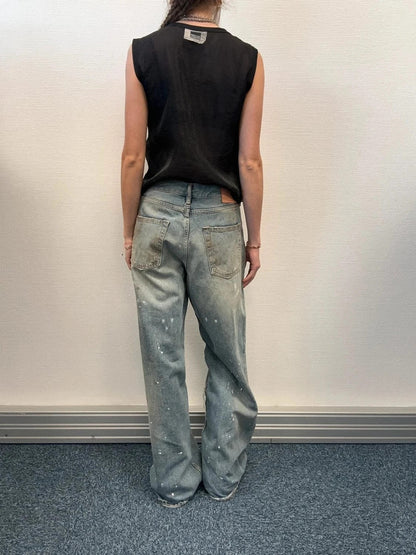 Marithé + Francois Girbaud 90’s Black Flower Laser cut Tank Top