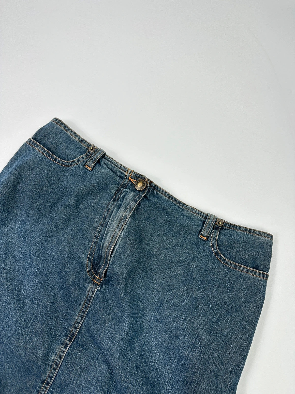 Pleins Sud 90’s Asymetrical Mid Length Fluffy Light Denim Skirt