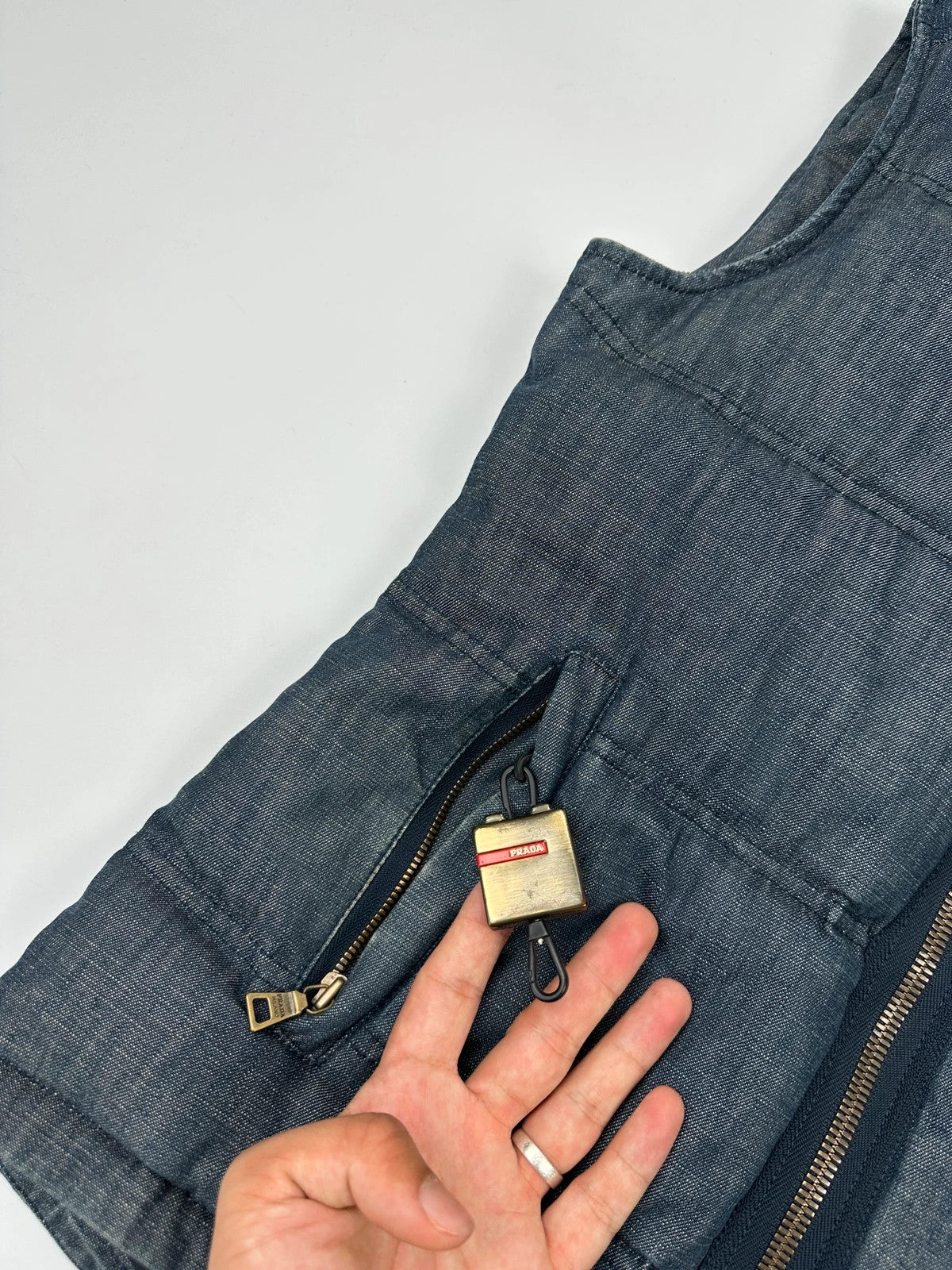 Prada Sport FW01 Denim Puffer Hooded Down Jacket