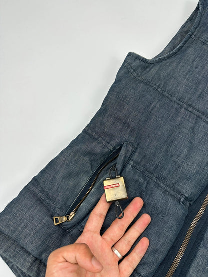 Prada Sport FW01 Denim Puffer Hooded Down Jacket