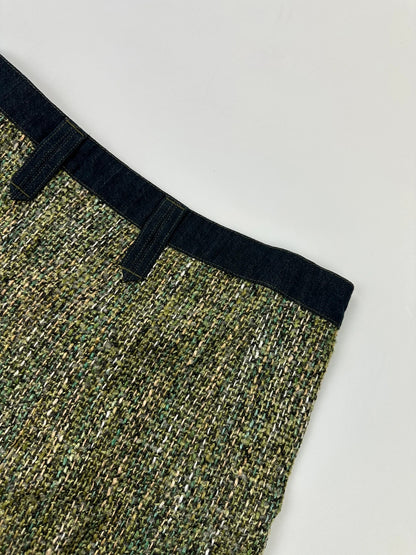 Dolce & Gabbana 00’s Tweeds & Silk Green Denim Waist Skirt