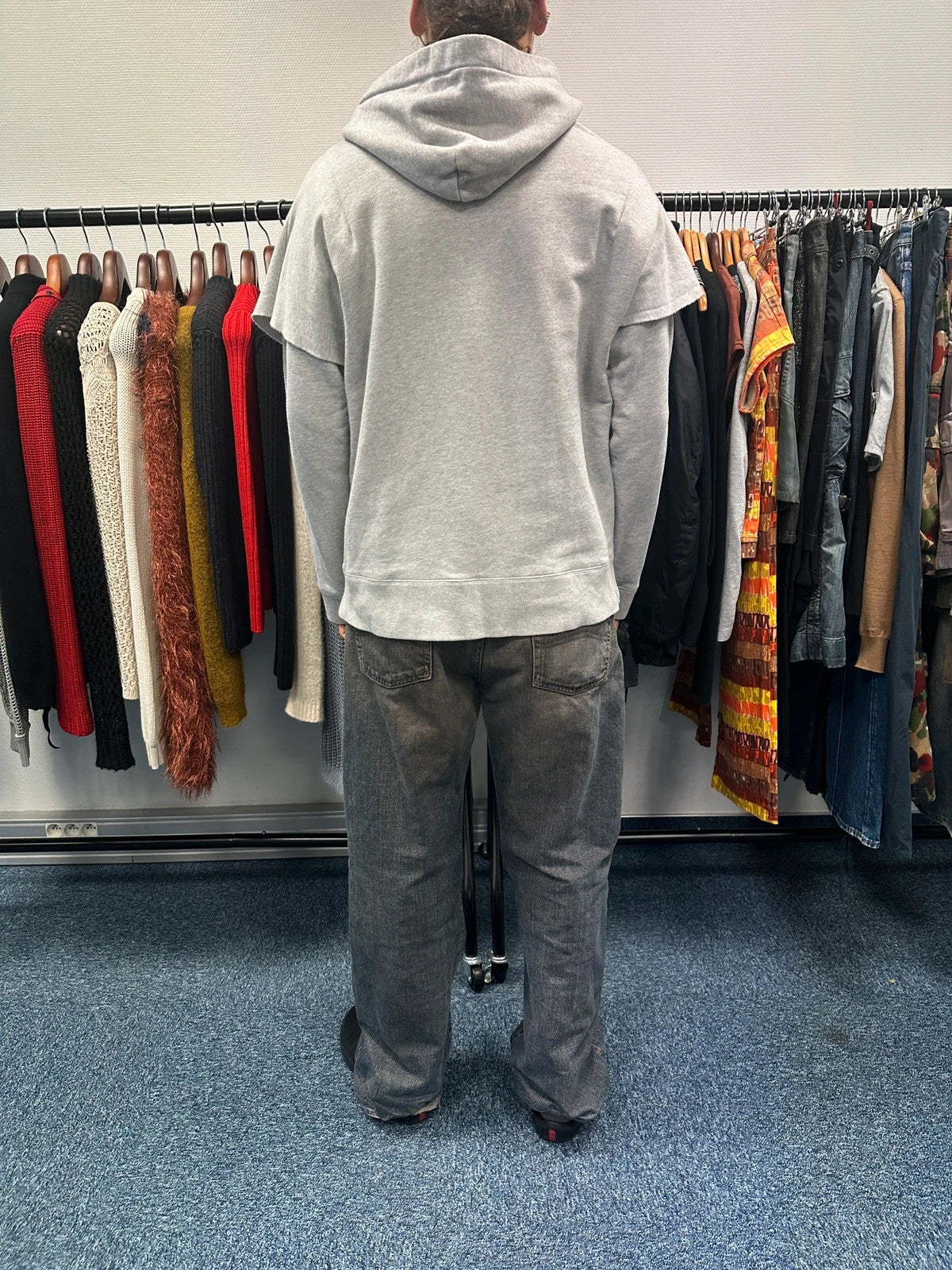 MM6 Margiela FW2017 Grey Hoodie Cuted Sleeves