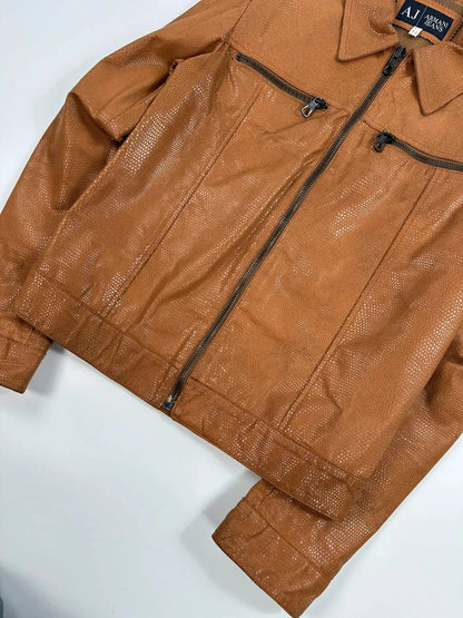 Armani 00´s Croco brown leather Jacket veste en cuir