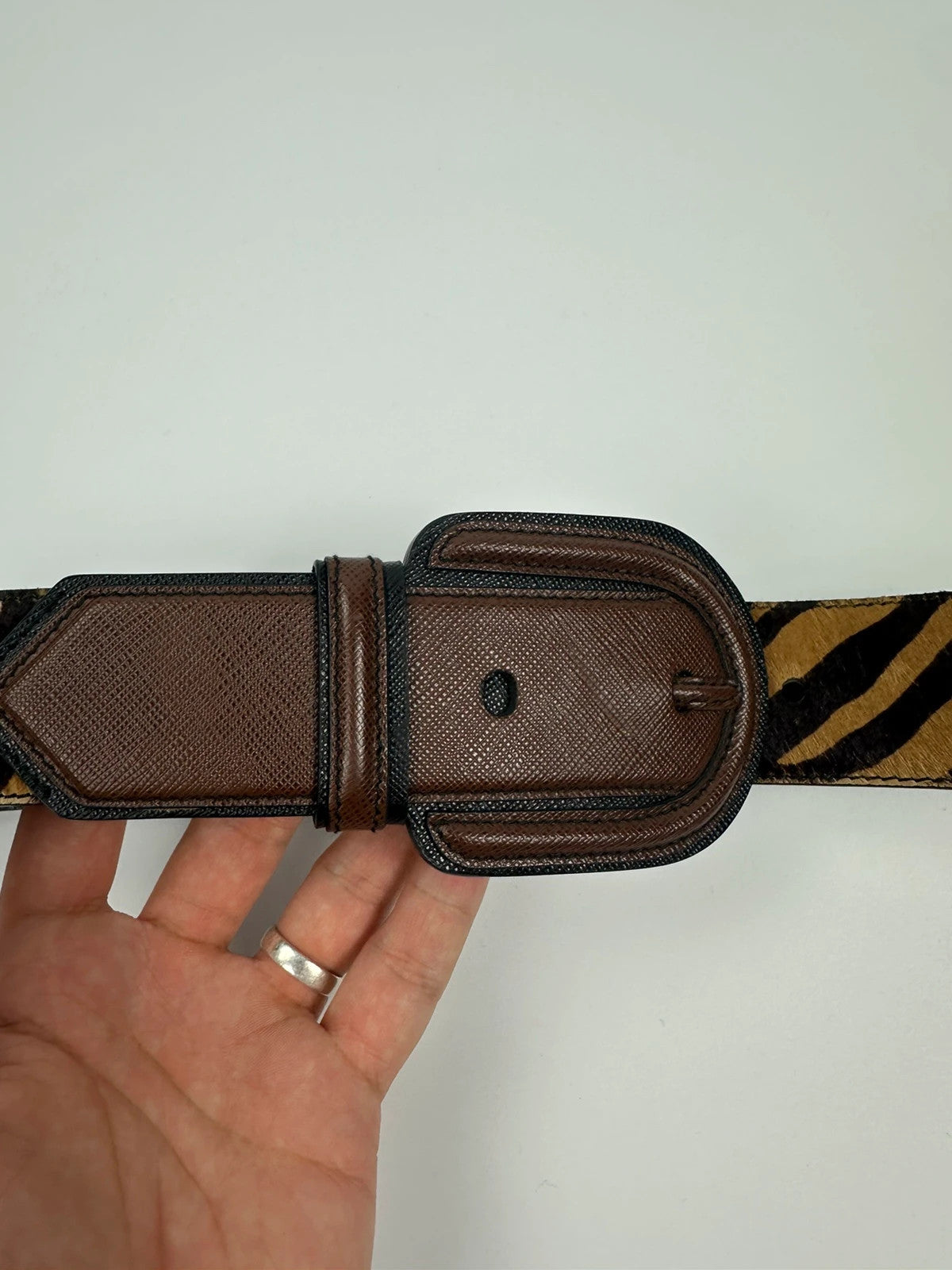 Prada SS2011 Zebra Fur Brown Belt