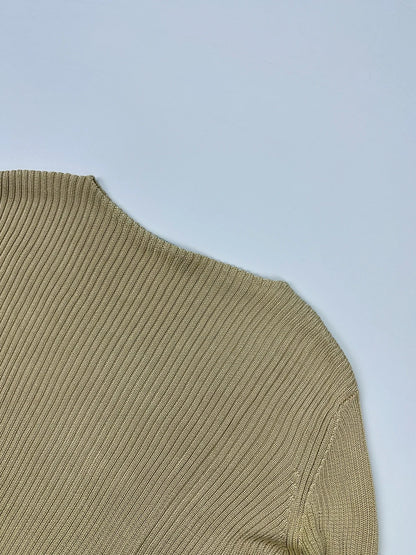 Prada Milano SS1998 Silk Beige Gold Boat Neck Sweater Longsleeve