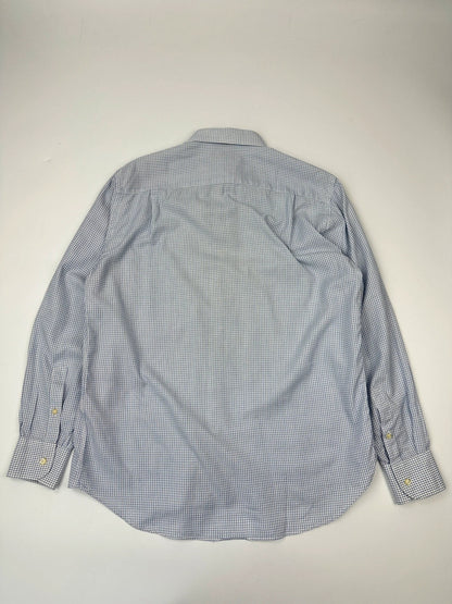 Dolce & Gabbana 00’s Micro Check Pattern White & Blue Dress Pocket Shirt