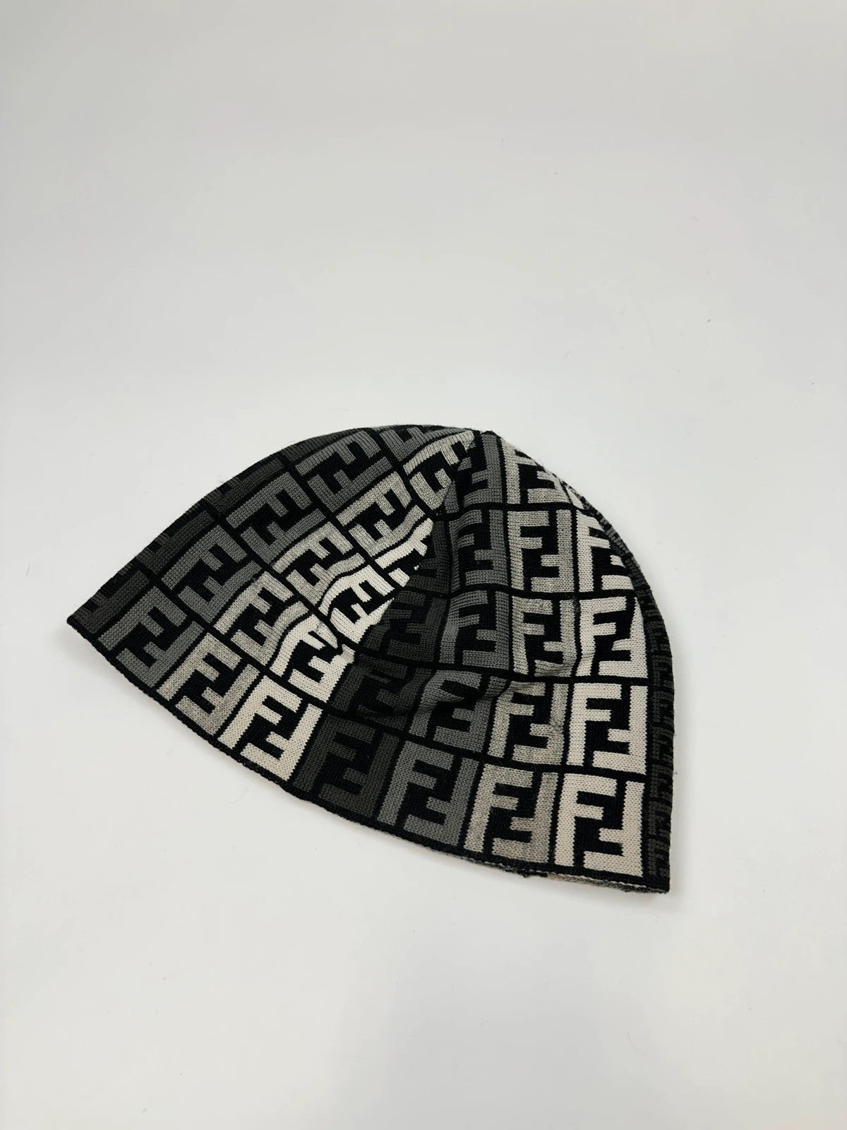 Fendi Multi FF Zucca Monogram Black & Grey Wool Beanie