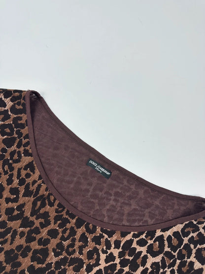 Dolce & Gabbana 00s Double Layer Fitted Leopard Print Tee