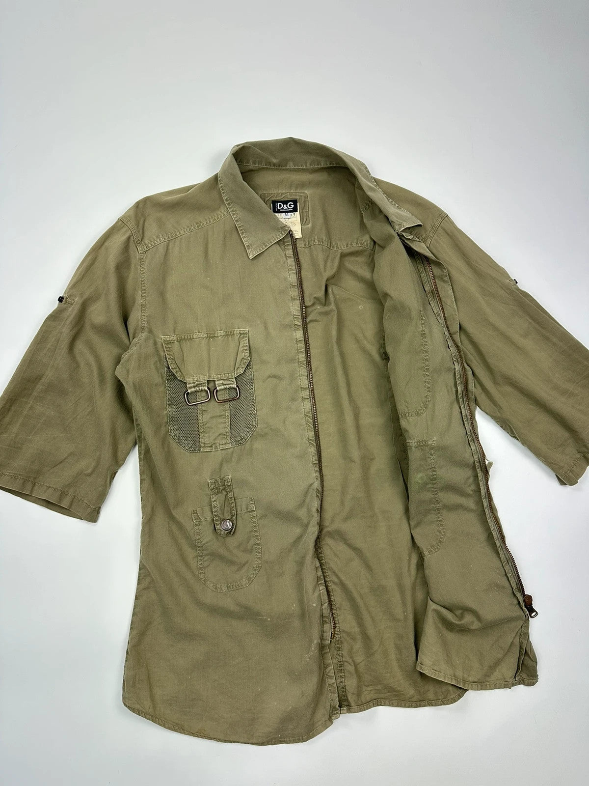 Dolce & Gabbana SS2004 Combat Mesh Cargo Pockets Khaki Shirt