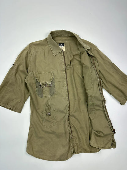 Dolce & Gabbana SS2004 Combat Mesh Cargo Pockets Khaki Shirt