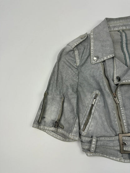 Jean Paul Gautier 00’s Sliver Grey Short Crop Trench Coat Top Jacket