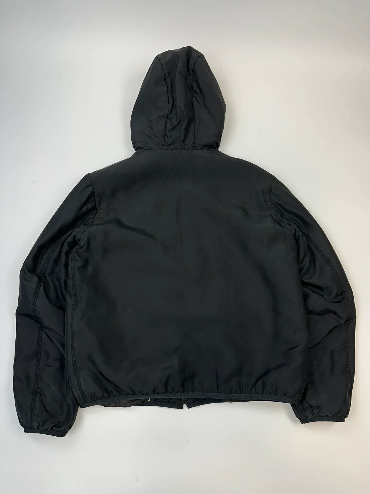 Prada Milano FW2013 Black Padded Silk Hooded Bomber Jacket