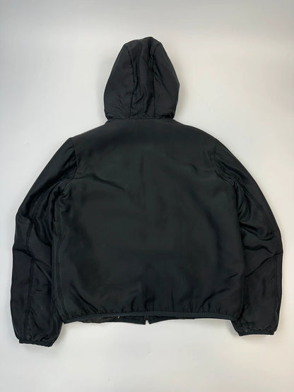 Prada Milano FW2013 Black Padded Silk Hooded Bomber Jacket