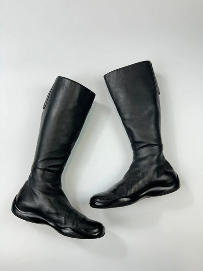 Prada Sport SS1999 High Black Lamb Leather Motor Boots