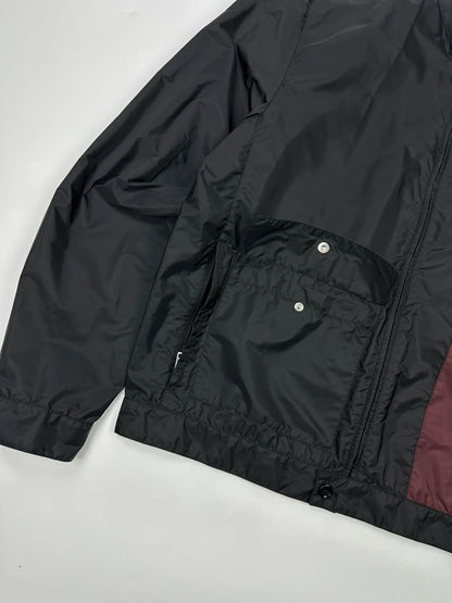 Prada Milano SS2018 Black Light Nylon Burgundy Strip