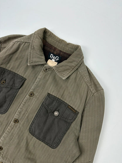 Dolce Gabbana SS2003 Olive Green Khaki Detachable Cargo Denim Jacket Coat