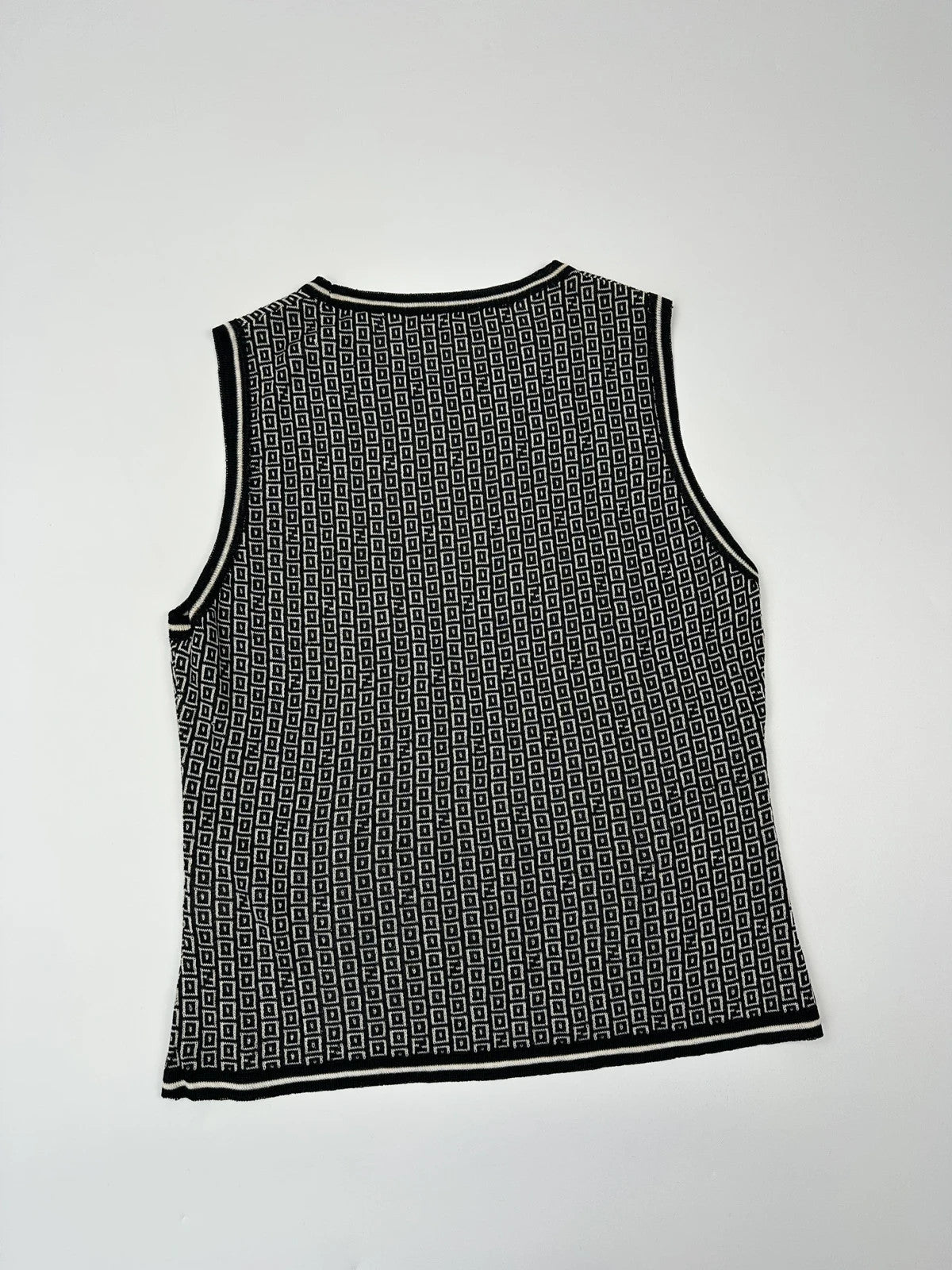 Fendi 90’s FF Monogram Black & White  Knitted Vest Sweater