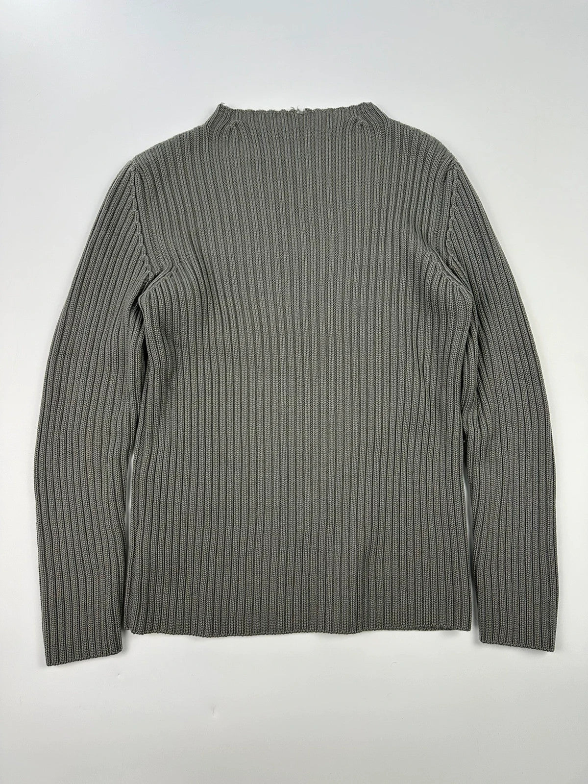 Prada Sport 00’s Khaki Ribbed Wool High Neck Sweater Knit
