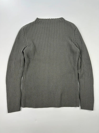 Prada Sport 00’s Khaki Ribbed Wool High Neck Sweater Knit